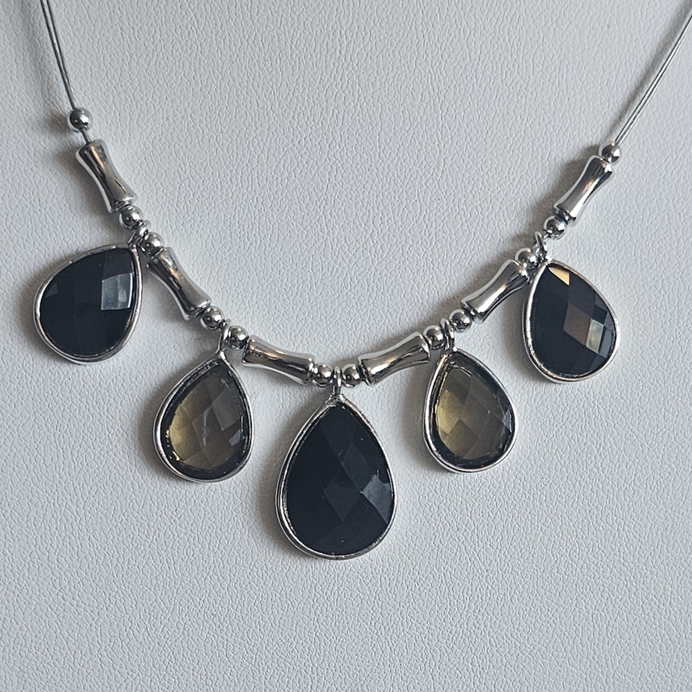 Vintage Touchstone Smoky Quartz Necklace By Guess. - Picture 2 of 7